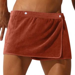 Oanviso Serviette de Bain pour Homme avec Fermeture Pull-On et Poche Serviette de Bain en Flanelle Saunakilt Jupe de Serviette de Bain Couleur Solide pour Paréo de Salle de Bain C Marron (30*140)CM (Shopping tide, neuf)