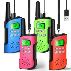 Talkie Walkie Enfants Longue Port&eacute;e 4 Pi&egrave;ces, Talkie-Walkie Adultes Rechargeable USB-C, Walkie Talkie Lampe Torche 8 Canaux pour Camping, Randonne&eacute;, V&eacute;lo, Cadeau Jouet pour 3-12 Ans Gar&ccedil;on et Fille (AWANFI Direct, neuf)