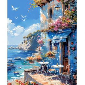 NEWENMO Paysages Marins Peinture par Num&eacute;ro Kits,Jolie Maison Peinture Numero Adulte,DIY Paysage Paint by Numbers,Creation Adulte pour D&eacute;butants,Peinture &agrave; l'huile Kit,pour D&eacute;coration Maison-40x50cm (newenmo, neuf)