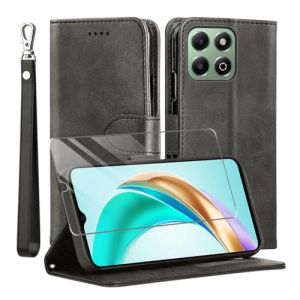 MQERYBV Coque pour Honor X6B,avec Verre trempé Protection écran,Antichoc TPU Housse en Cuir PU Portefeuille Etui [Béquille] [Fentes pour Cartes],Flip Case pour Honor X6B- Noir (taotaolekeji, neuf)