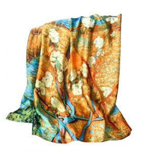 WEIGEER Foulard en soie femmes châle Écharpe en soie Silk Scarf Women Chiffon Shawl White Neckerchief Head Wrap Thin Scarf Beach Hijab Belt Vintage Bridal Shawl Binder (Green-kapok) (Amezon FR, neuf)