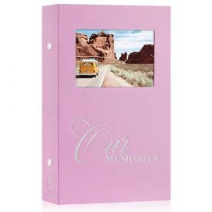 Lanpn Album Photo 10x15 300 Pochette, OURMEMORIES Lin avec fenêtre Tissu Album pour Horizontal Photos (Rose) (BILLIONRVL, neuf)