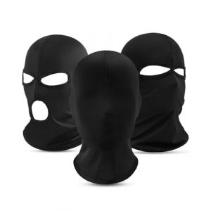TPZORJX 3 Pièces Multifonction Cagoules Noir, Cagoule avec 2 Trous, Balaclava pour Homme et Femme, Masque de Ski, Moto Masque, Léger, Souple, Doux et Respirable, pour Sports de plein air, Halloween (Sunlaxy OU, neuf)