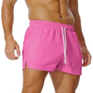 AIMPACT Short Court Homme 3inch Short de Sport Homme Respirant avec Poches de Jogging Fitness Training Tennis(Rose n&eacute;on-XL) (AIMPACT Trekker, neuf)