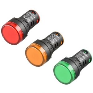 Heschen 22mm Voyant LED, AD16-22D/S, 220VAC 20mA, Rouge/Vert/Jaune couleur de lumière 3Pack (Heschen, neuf)
