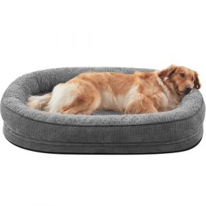Panier Chien Grande Taille XXL Orthopedique, Memoire de Forme Lit pour Chien, Canapé Chiens Dehoussable Lavable, Lit Ovale Imperméable, Gris (Topets-EU, neuf)
