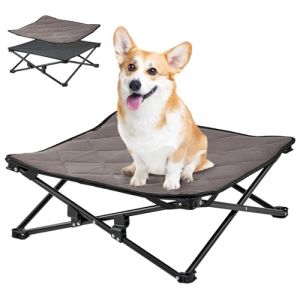 KingCamp Lit Surélevé Pliable pour Animal Domestique, Lit Surélevé Rafraîchissant pour Chien, Lit Chien de Camp Portable Respirant en Maille Filet, Lavable en Textile, Acier allié, Noir (FamilyCamping EU, neuf)