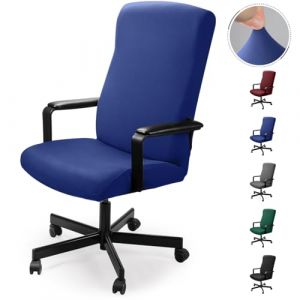 Housse pour Chaise de Bureau Housse de fauteuil rotatif Housse Tissu élastique amovible Housse de chaise extensible Slipcover Chair Cover Protector pour Chaise De Bureau(No Chaise)(Bleu,M)-N (Eckonaver, neuf)