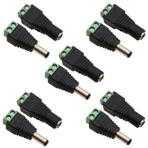 Lot De 5 Paires De Fiches d'alimentation DC 5,5 Mm X 2,1 Mm Mâle Et Alimentation 12v, DC Connecteur 12v Fiche Mâle/Femelle, Adaptateurs pour Alimentation CCTV, Caméras de Sécurité et (wei huayi, neuf)