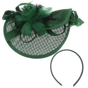 NUOBESTY Bandeau Bibi Plume Vert Fonc&eacute; pour Femme Accessoire Cheveux Mariage et F&ecirc;te Pince &agrave; Cheveux Chapeau &Eacute;l&eacute;gant Coiffure C&eacute;r&eacute;monie Chic Bandeau L&eacute;ger et Confortable (Camplos, neuf)