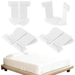 Pliable Supports De Draps, Porte-draps De Lit avec des Bandes De Verrouillage, Clips De Feuille De Verrouillage sans Glissement, Bloc Drap Housse Angle, Attache Drap pour Tous Les Matelas(Blanc-4pcs) (Anilalowbility, neuf)