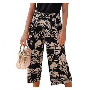G&eacute;n&eacute;rique Pantalon Fluide Femme &Eacute;t&eacute; Boho Harem Pantalon D&eacute;contract&eacute; Taille Haute Pantalon Floral Imprimer &Eacute;lastiqu&eacute;e Taille Pants Baggy L&eacute;ger Pantalon Yoga Plage Sarouel avec Poches (YINYUAN（Livraison en 5 &agrave; 8 jours), neuf)