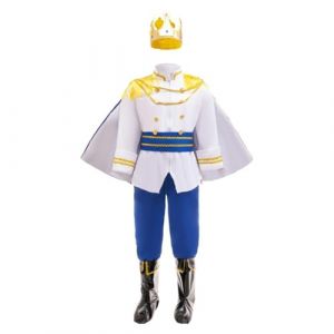 Lito Angels Deguisement Roi Royal Charmant Costume Prince avec Couronne pour Enfants Gar&ccedil;ons Taille 5-6 ans, Bleu (Lito Angels FR, neuf)
