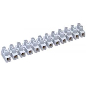 Bande d'épissure à 12 Sections pour câbles jusqu'à 25mm, Connexion électrique jusqu'à 101A. Couleur Blanc (REY ®, neuf)