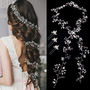 Bandeau de Mariage Cheveux Vigne,Strass Perle Vigne Cheveux Bandeaux De Mariage Tressé, Bohème Serre-têtes Casque De Mariée, Accessoires de Coiffure Cristal pour Les Mariées,100 cm. (changchuidai, neuf)