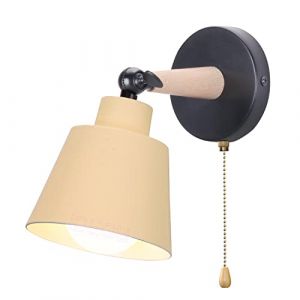 iDEGU Applique Murale Rétro Vintage E27 Luminaire Plafonnier Industriel en Bois et Métal Réglable Lampe Murale Interieur avec Interrupteur Applique Moderne pour Chambre Couloir Salon (Jaune Clair) (IDEGU, neuf)