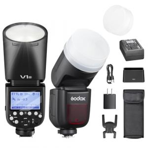 Godox V1S Speedlite Flash rond professionnel 76 W 1/8000 HSS 2,4 G Système X sans fil TTL avec 2600 mAh Li-ion Compatible avec Sony a7IV a7III a7RIII a7RII (TONGLI-EU, neuf)