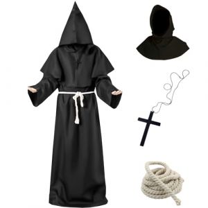 Tutukyle Costume Moine,Adulte Pr&ecirc;tre Costume,D&eacute;guisement d'halloween Pr&ecirc;tre Friar,Ensemble de Robe Adulte Avec Capuchon et Ceinture Pour Mardi Gras,F&ecirc;tes &agrave; Th&egrave;me,Halloween(XL) (LINGYEAL, neuf)