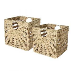 Box and beyond - Lot de 2 Paniers de Rangement - 31 x 31 x 31 cm - Jonc de Mer Naturel - Pliables - Avec Poign&eacute;es - Rangement, D&eacute;co - Chambre, Salon, Bureau - Style Boh&egrave;me et Chic (Equipstore CR&Eacute;ATION, neuf)