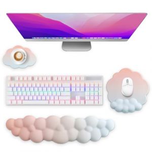 Votoko Wolke Repose-poignet pour clavier, repose-poignet ergonomique avec poignet, tapis de souris, dessous de verre, mousse à mémoire de forme en cuir synthétique pour PC/jeu/bras, ordinateur (RAUL WILK DON S.R.L., neuf)