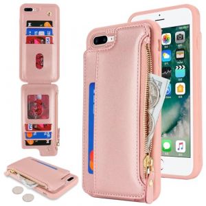 SailorTech Etui pour iPhone 7 Plus &Eacute;tui avec Porte-Cartes de cr&eacute;dit, Housse pour iPhone 8 Plus &Eacute;tui &agrave; Fermeture &eacute;clair Portefeuille avec Fentes pour Cartes de cr&eacute;dit-Or Rose (Sailor-Tech, neuf)