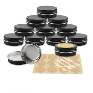 YANCAER 50 Pi&egrave;ces Pots en Aluminium Noir brillant de 30ml avec Couvercle - D52mm x H21mm Vide Ronde Cosm&eacute;tiques Pot Conteneurs de Voyage pour Maquillage, Cr&egrave;me, Baume &agrave; L&egrave;vres, Mini Bougies (CaYanear, neuf)