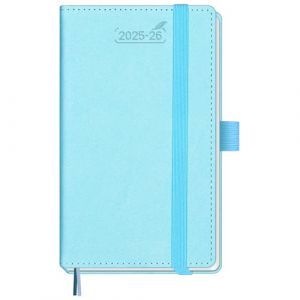 BEZEND Petit Agenda 2025 2026 de Poche 15.5 x 9 cm Agenda Scolaire Professionnel 25 26 Semainier A6, 18 Mois Du Juillet. 25 &agrave; D&eacute;c. 26, Couverture Rigide en Cuir PU - Bleu ciel (Bezend, neuf)