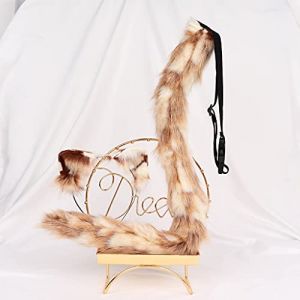 JOERBABU Serre-t&ecirc;te pour oreilles de chat en peluche pour femme, couvre-chef, f&ecirc;te masqu&eacute;e, queue de chat, accessoires de cosplay, accessoires de costume pour femme (jiushuang, neuf)