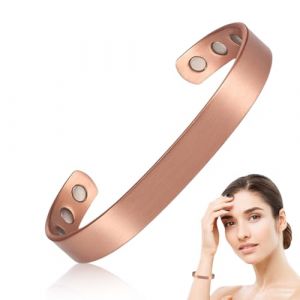 MWUMRCM Bracelet magn&eacute;tique en cuivre pour homme et femme - Bracelet en cuivre pur r&eacute;glable avec 6 aimants pour femme (WU ZHISHUN DE DIAN, neuf)
