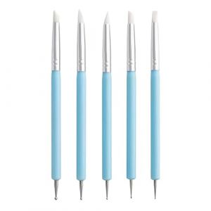 Outil de point de pointe de l'ongle - Ensemble de stylo en silicone, outil d'argile, outil de sculpture | 5 pièces stylo à ongles à double pointe avec pointes douces, outils d'argile en céramique pour (yunjuan, neuf)