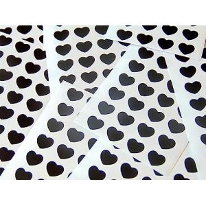 Petit 10x8mm (0.4" X0.8 ") Forme de C&oelig;ur Code Couleur Autocollants - Lot 256 en C&oelig;urs &Eacute;tiquettes Collantes pour Loisirs Cr&eacute;atifs, Fabrication Cartes & D&eacute;coration - 32 Disponibles - Noir (Minilabel, neuf)