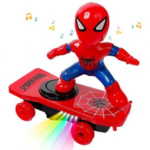 YISKY Spider Man Voiture Jouet électrique pour Les Enfants de Plus de 3 Ans, Véhicule avec Sons et lumières, 360° Rotation Stunt (Kangteni-EU, neuf)