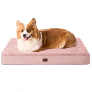 EHEYCIGA Panier Chien Orthopedique, Coussin Chien Dehoussable Lit pour Chien Lavable, Tapis Epais pour Chien Grande Taille, Matelas Chien, Gris Rose, 89x58x9cm (EHEYCIGA EU, neuf)