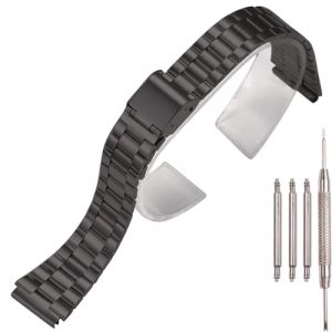 Bracelet de rechange en acier inoxydable de 18 mm compatible avec Casio F-108WH AE1200WH A168WA A158WA LA670WGA A700W Accessoires de montre pour homme et femme (noir) 3 (xbhsw, neuf)