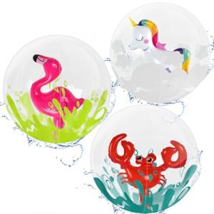 Ballon de Plage, 3pcs Ballon Gonflable Piscine, 3D Ballon de Plage, Ballon de Plage Gonflable, Jouet de Plage Gonflable, Ballon de Piscine Gonflable, Ballons de Plage Gonflables Portables (Couleur A) (LIEYUEYU LIMITED, neuf)
