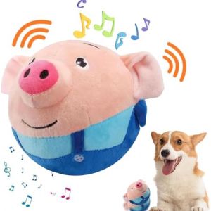 Jouet en Peluche pour Animaux de Compagnie en Mouvement Actif, Jouets de Chien Interactif pour Animaux de Compagnie Rebondistes, Rechargeable, Interactif et Lavable son électronique (Cochon Bleu) (Hoidokly Direct, neuf)