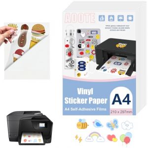 AOOTE Papiers Transparent Autocollants A4,12 Feuilles Papier Autocollant Imprimante, Vinyle Imprimable Papier Autocollant &Eacute;tanche pour Imprimante &agrave; Jet d'Encre (LucyJinFuLai, neuf)