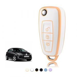 TOOMUME Coque Cl&eacute; TPU, Etui Cl&eacute; &Eacute;tui Cl&eacute; Adapt&eacute; pour Ford Focus Fiesta Kuga Tourneo Transit Connect Custom Courier Puma Galaxy C-Max S-Max, Couvre Clef Cache Cle Voiture Tel&eacute;commande - Flip Key (TOOMUME, neuf)