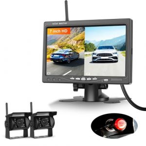 VECHTEL 2*Cam&eacute;ra de recul sans Fil avec &eacute;cran IPS 7 Pouces, syst&egrave;me BSD,&eacute;cran Quadruple,Aide au stationnement, cam&eacute;ra de recul AHD 1080p,Vision Nocturne/&eacute;tanch&eacute;it&eacute; IP68 pour SUV,Camion,Camping-Car (VECHTEL, neuf)