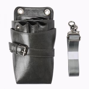 Outils de coiffure poche， Sacoche en cuir PU, ciseaux de coiffure, sac banane, trousse de beaut&eacute; for poils d'animaux, sac de barbier(Grey) (WSWDMYXD, neuf)