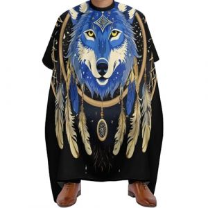 Cape de Barbier Attrape-rêves Boho Totem Loup amérindien, Imperméable Capes de Salon de Coiffure Réglable Cape de Coiffure pour Salon Coiffeurs 140X168cm (guangzhouchengzemaoyizhongxingerenduzi, neuf)