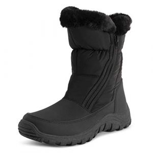 Polar Femmes Mousse A M&eacute;moire Ouverture Double Fermeture Eclair Nylon Imperm&eacute;able Fausse Fourrure Doubl&eacute;e L'hiver Bottes De Neige - Noir - UK7/EU40 - YC0663 (Prime Brands Group FR, neuf)