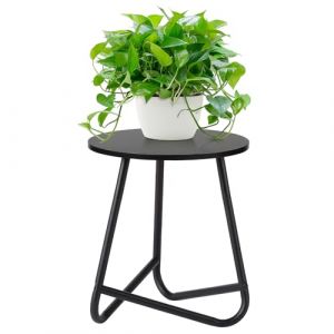 HDANI Support Rond en M&eacute;tal pour Plantes de 35 cm,Petit Aupport pour Fleurs,&eacute;tag&egrave;re en Bois pour Plantes, &eacute;tag&egrave;re Moderne pour Plantes d'int&eacute;rieur pour Salon,Balcon et Bureau,Noir (HDANI, neuf)