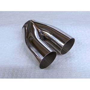 63.5 mm [6,3 cm] Twin Queue Tuyau ou 2 vers 1 Y pi&egrave;ce Joint Collecteur en acier inoxydable poli (Myriad Automotive Ltd, neuf)