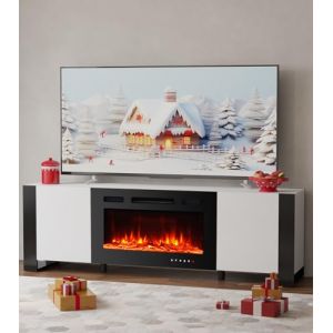 MachenFlame Support de t&eacute;l&eacute;vision &eacute;lectrique pour chemin&eacute;e, centre de divertissement, table console avec 12 couleurs de flamme et 5 niveaux de flamme de 30 pouces, radiateur de chemin&eacute;e en verre et (MachenFlame, neuf)