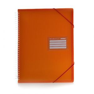 Classeur à pochettes ultra cristal avec spirale 360° et bords renforcés, ID, indicateurs, couverture rigide et fermeture à élastiques. 100 % recyclable by Office Box (orange, A4-20 pochettes) (MISTER PAPER PAPELERIA, S.L., neuf)