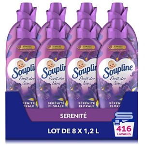 SOUPLINE - Adoucissant Concentré Soupline Eveil des Sens Sérénité Florale - Formule Testée Dermatologiquement - Lot de 8 x 1,2 L (Speedyshop livraison rapide, neuf)