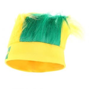 Mobestech Postiche Bandeau Casquette Football Vert Polyester pour Fans Supporters Br&eacute;sil Accessoire D&eacute;guisement Homme Cheveux Longs et Boucl&eacute;s (Cash Liu, neuf)