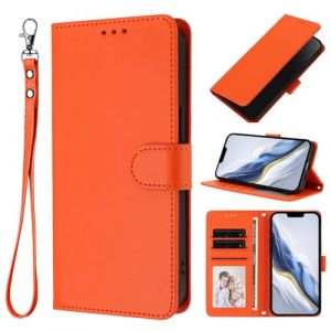 Coque Compatible avec Huawei Enjoy 7S / P Smart 2018,Compatible avec Honor 9 Lite 【Lanyard】 Portefeuille【Fente de Carte】【Etui de t&eacute;l&eacute;phone】【Fermoir magn&eacute;tique】 Stand Orange (Hongkong Jiajihua, neuf)