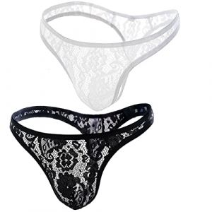 VemeFufu Homme String Thong Confortable sous-v&ecirc;tements Slip Tanga G-String Thong de Halloween Cadeau de No&euml;l Noir + Blanc 2 Pack Taille Unique (VemeFufu FR, neuf)